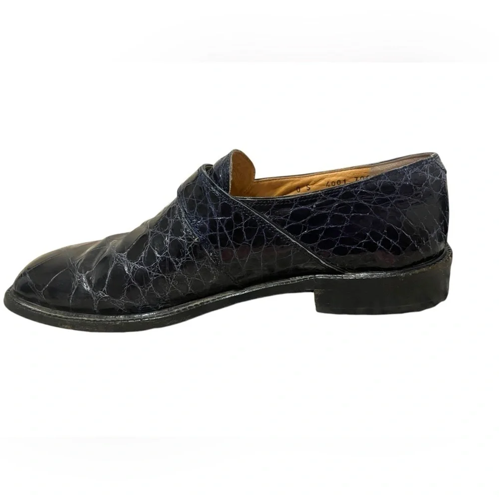 MAURI Alligator BLUE Oxford Monk Strap Alligator Buckle Shoes Men's Size 9